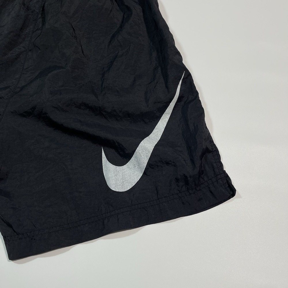 Vintage 90s Nike Black Oversized Swoosh Nylon Shorts Mens Large Logo Athletic - Picture 4 of 5